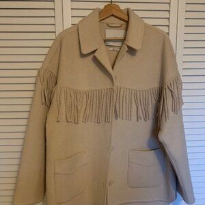 Mango Cream Fringe Coat